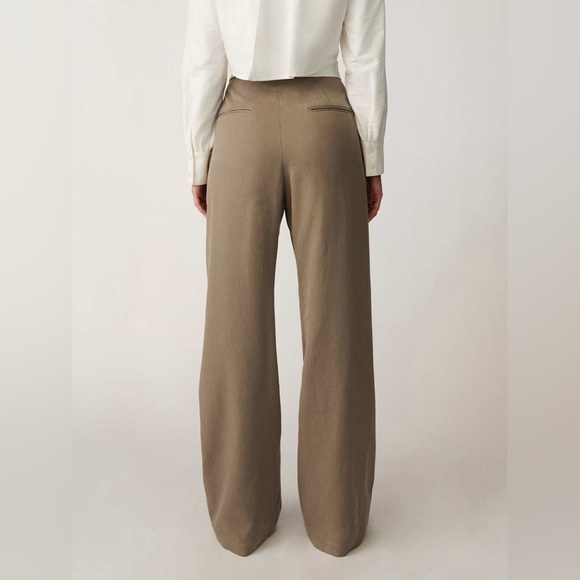 NEW Reformation Stevie Wide Leg Trouser Pant Mushroom Brown Size 22 NWT - Picture 3 of 15